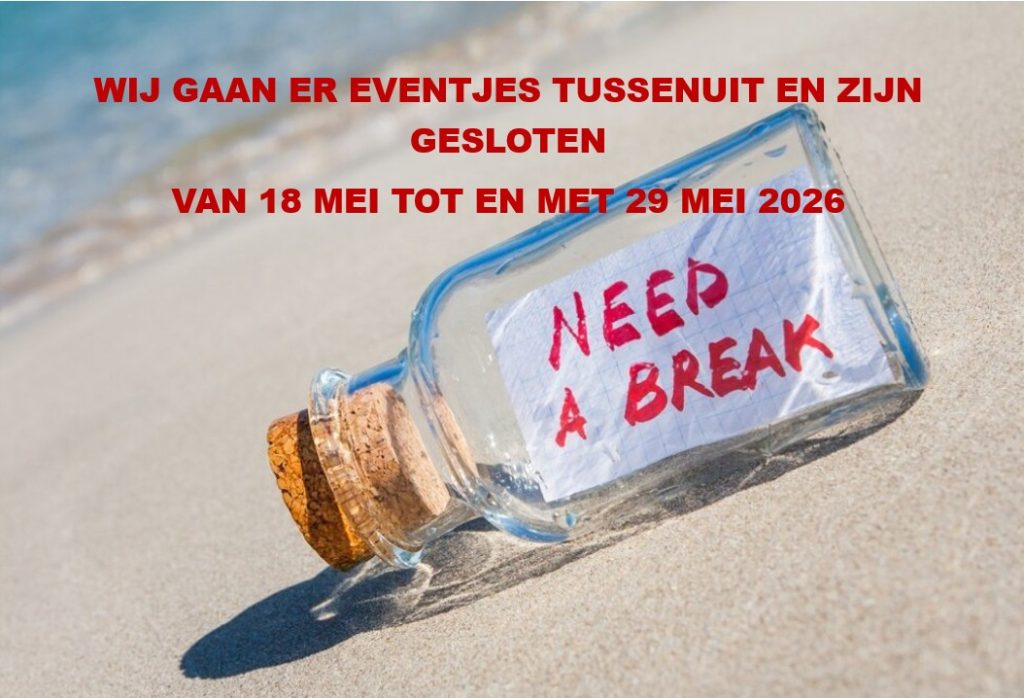 Wij gaan er eventjes tussenuit! The Crossover Music pub is gesloten van 18 Mei tot en met 29 Mei 2026